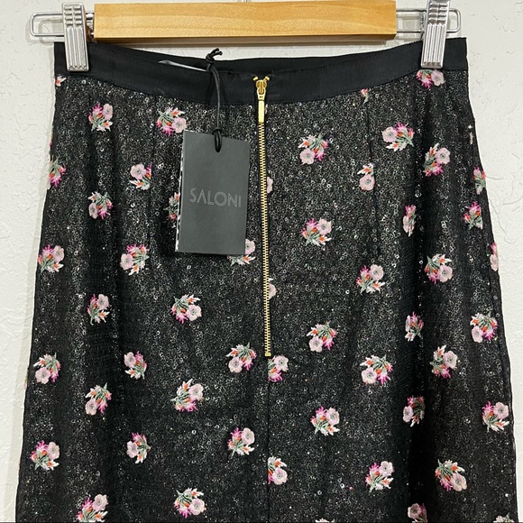 NWT Saloni Aidan sequined chiffon and embroidered point d'esprit flare s… - Picture 8 of 13